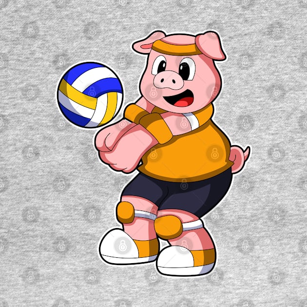 Pig at Sports with Volleyball by Markus Schnabel